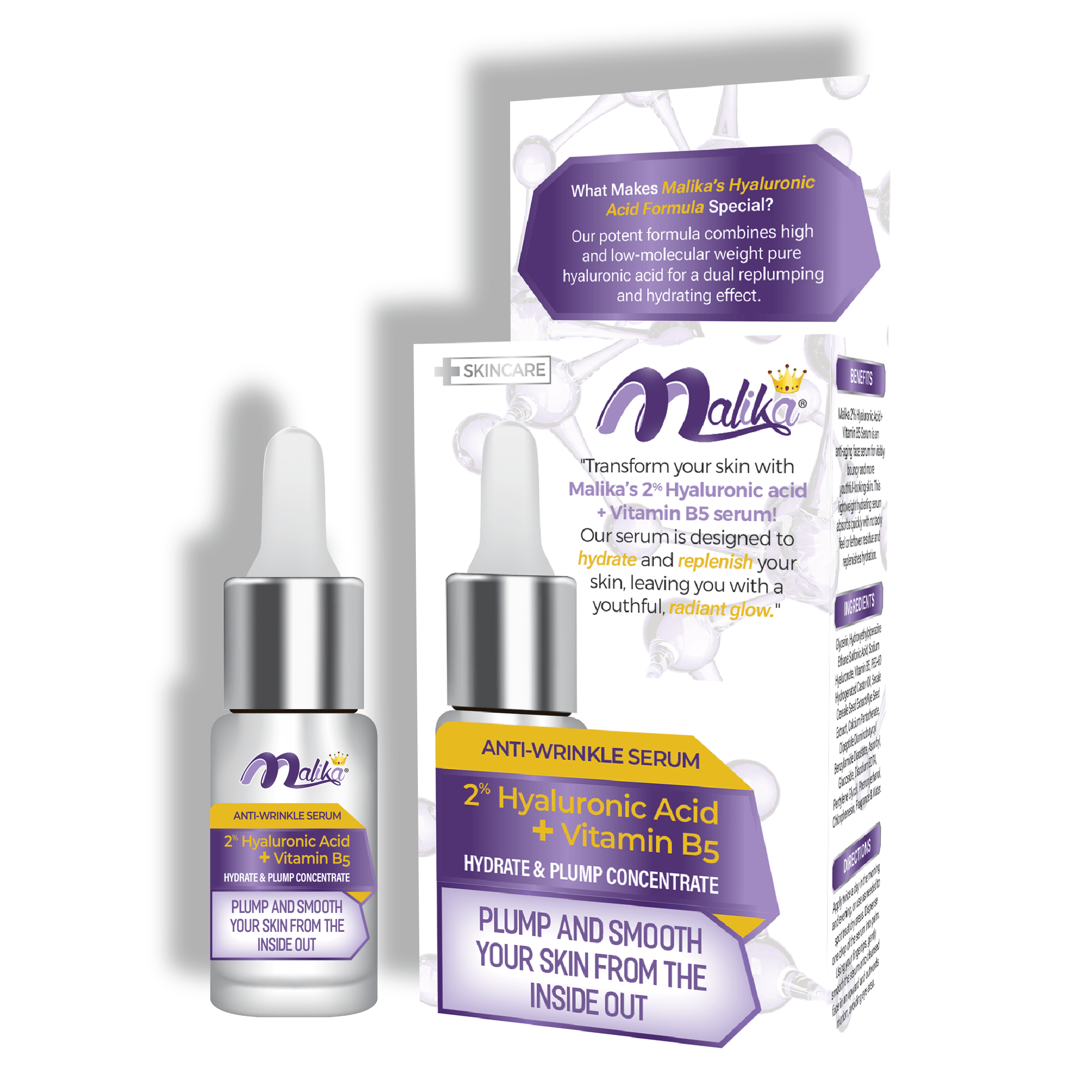 Malika Hyaluronic Acid Anti-Wrinkle Serum – Hydrating, Plumping & Anti-Aging